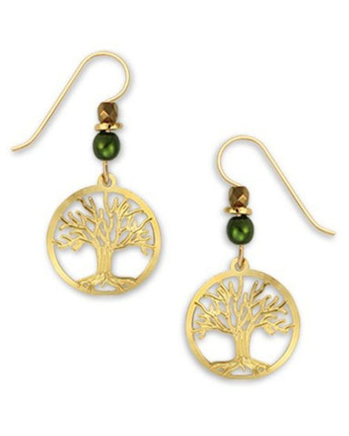 Tree of Life Earrings Gold Tone Plated, Handmade in the USA by Sienna Sky 1370