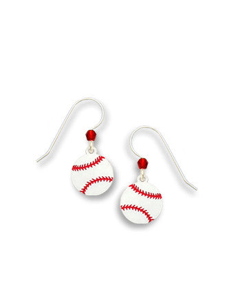 Baseball Red & White Earrings, Handmade in USA by Sienna Sky 1379