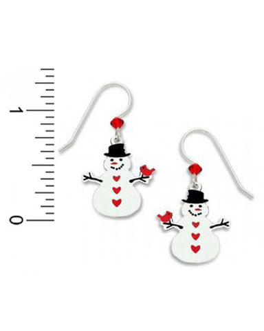 Two-Part Snowman Top Hat & Bird Dangle Earrings By Sienna Sky 1287