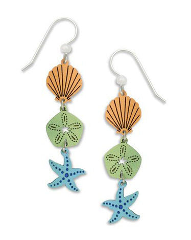 Sand Dollar Starfish Shell Earrings Handmade in the USA by Sienna Sky 1424