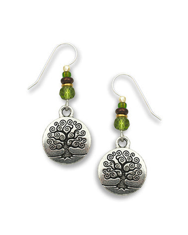 Tree of Life Silver Tone Charm Earrings, Handmade in USA by Sienna Sky si1479