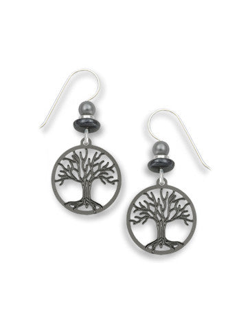 Tree of Life Hematite Earrings, Handmade in USA by Sienna Sky si1520