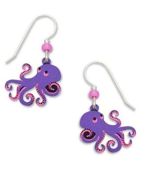 Purple Pink Octopus Dangle Earrings Starfish Earrings, Handmade in the USA by Sienna Sky 1541