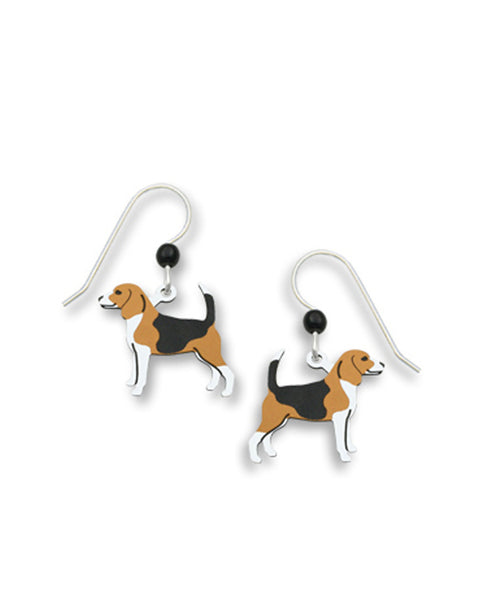 Beagle Dog "Barney" Tan Black & White Earrings Made in USA by Sienna Sky 1573