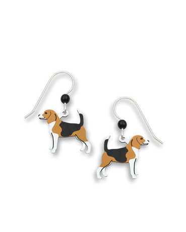 Beagle Dog "Barney" Tan Black & White Earrings, Handmade in USA by Sienna Sky 1573