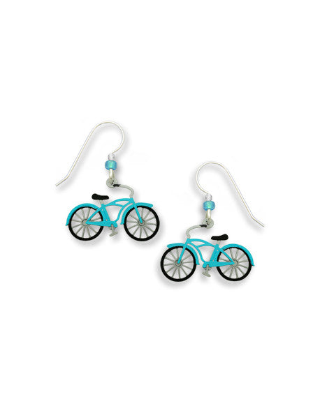 Vintage Style Blue Aqua Bicycle Earrings Handmade in USA by Sienna Sky 1596