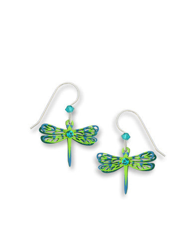 Dragonfly Green Filigree Layered Earrings, Handmade in USA by Sienna Sky si1600