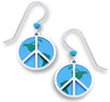 World Peace Drop Earrings with Globe and Peace Sign Made in the USA by Sienna Sky