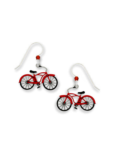 Vintage Style Red Bicycle Earrings Handmade in USA by Sienna Sky 1664