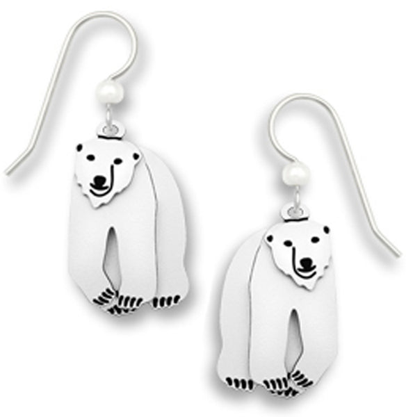 White Polar Bear Earrings with Movement Made in the USA by Sienna Sky 1668