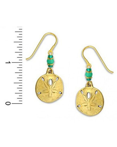 Sand Dollar Earrings Antique Gold-tone Plate with Beads Made in the USA by Sienna Sky