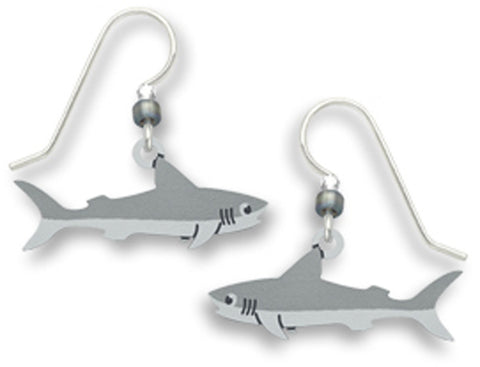 Whimsical Grey Shark Earrings Made in the USA by Sienna Sky 1712