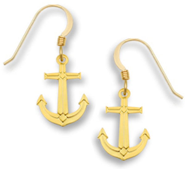 Gold tone Anchor Earrings Made in the USA by Sienna Sky 1723