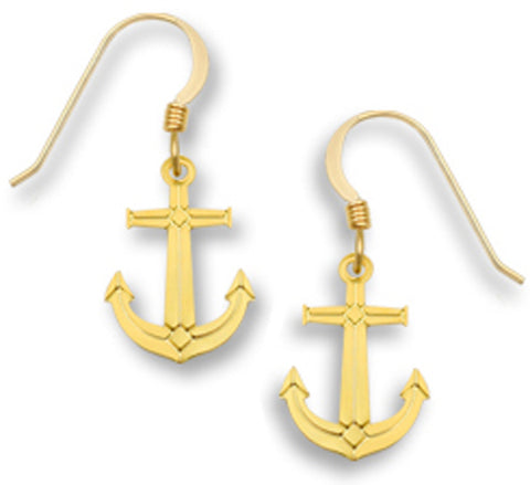 Gold tone Anchor Earrings Made in the USA by Sienna Sky 1723