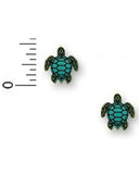 Green Sea Turtle with Blue Shell Post Earrings Made in USA by Sienna Sky 1728