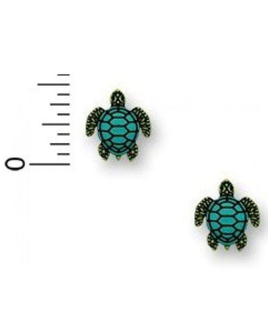 Green Sea Turtle with Blue Shell Post Earrings Made in USA by Sienna Sky 1728