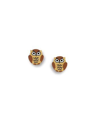 Brown Owl Post Earrings Handmade in USA by Sienna Sky 1729