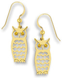 Gold-tone Laser Cut Textured Owl Earrings Made in the USA by Sienna Sky 1733