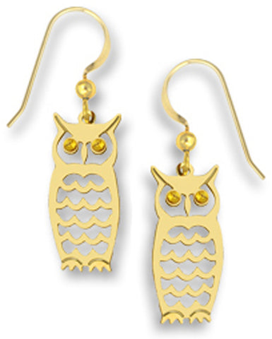 Gold-tone Laser Cut Textured Owl Earrings Made in the USA by Sienna Sky 1733