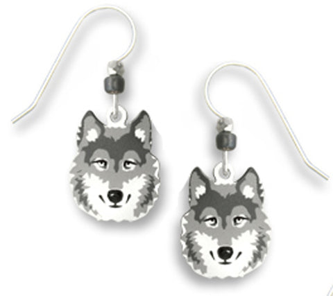 Halloween Gray Wolf Face Earrings by Sienna Sky