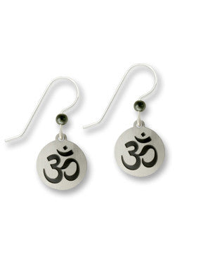 Ohm' 'om' Symbol Etched Nickel Silver Tone Earrings, Handmade in USA by Sienna Sky si1751