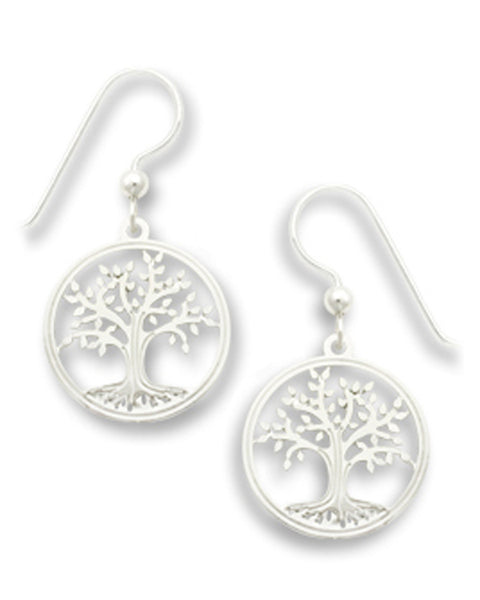 Tree of Life with Leaves Silver-tone Earrings Made in USA by Sienna Sky si1761