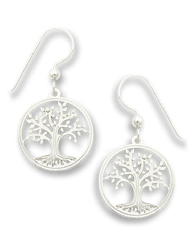 Tree of Life with Leaves Silver-tone Earrings Made in USA by Sienna Sky si1761