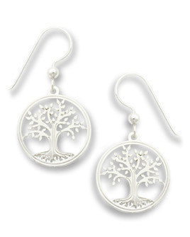 Tree of Life with Leaves Silver Tone Earrings, Handmade in USA by Sienna Sky si1761