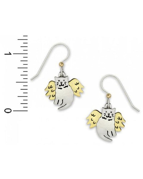 Sasha Angel Gold-tone Silver-tone Cat Dangle Earrings Made in USA by Sienna Sky 755