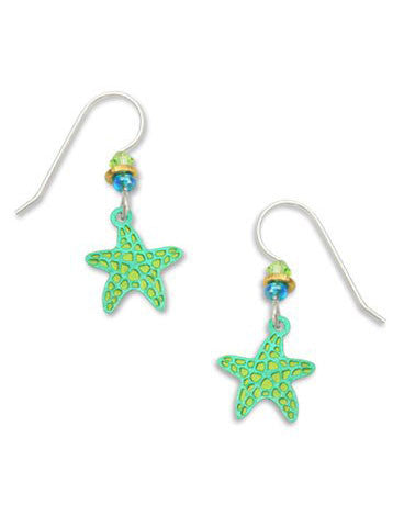 Green Metal Starfish Earrings, Handmade in the USA by Sienna Sky 958 3