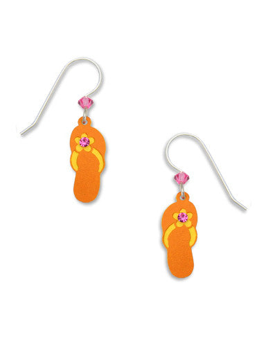 Tangerine Yellow Flip Flop with Jewel Earrings, Handmade in USA by Sienna Sky si971 2