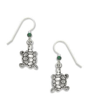 Silver Tone Turtle Charm Earrings, Handmade in the USA by Sienna Sky 996