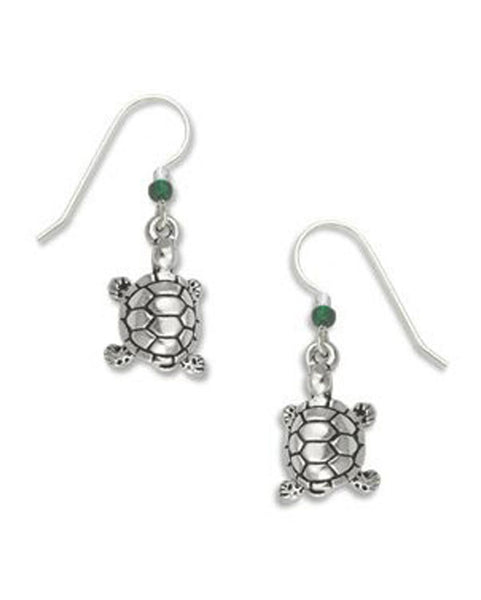 Silver-tone Turtle Charm Earrings Made in the USA by Sienna Sky 996