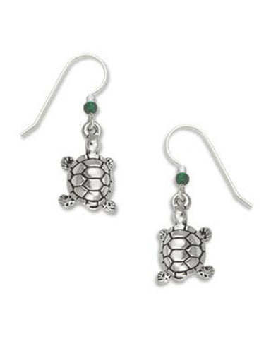 Silver-tone Turtle Charm Earrings Made in the USA by Sienna Sky 996